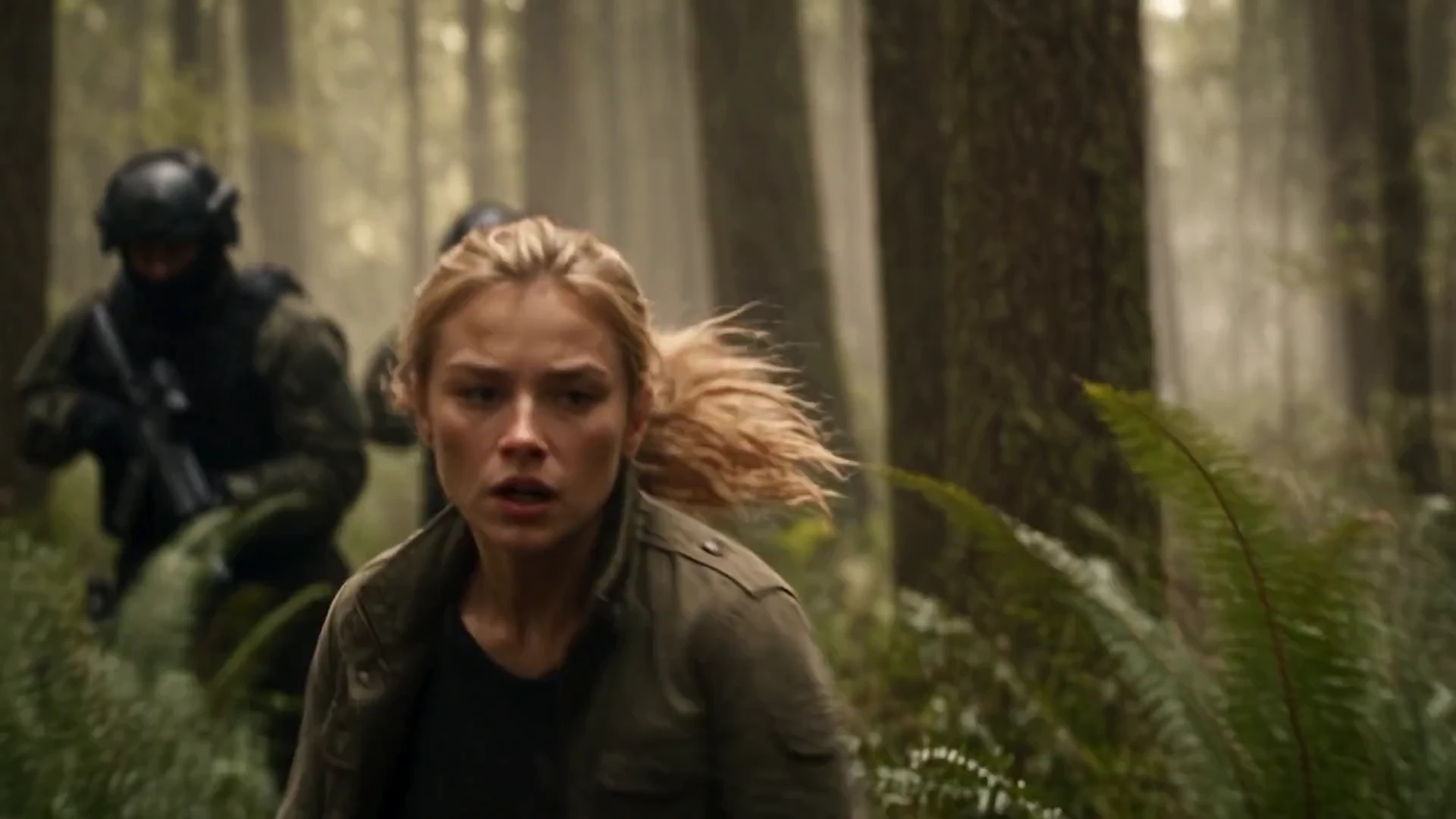 Ember flees U.E.F. soldiers through the forest