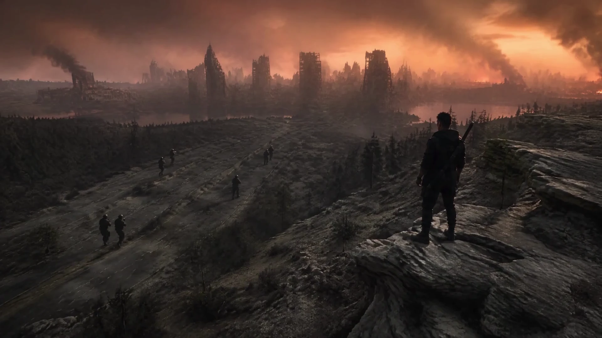 Kai watches the skyline of a ruined America
